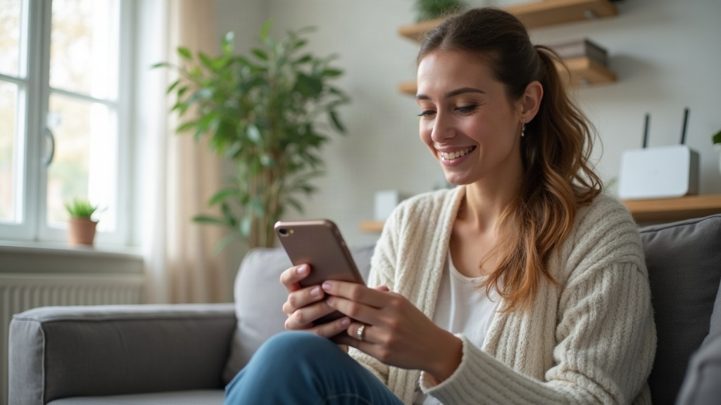Personne consultant les détails de son forfait mobile sur l'écran de son smartphone