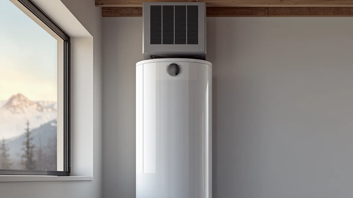 Chauffe-eau thermodynamique installé dans le garage d'une maison individuelle