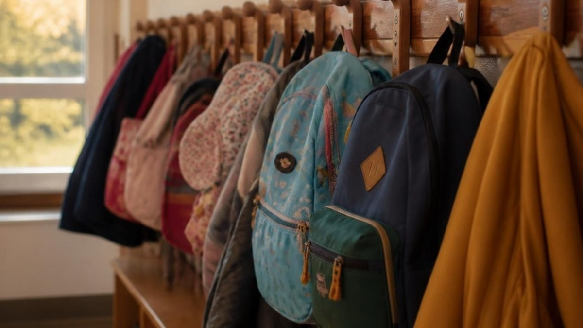 Enfants dans une cour d'école primaire pendant la récréation