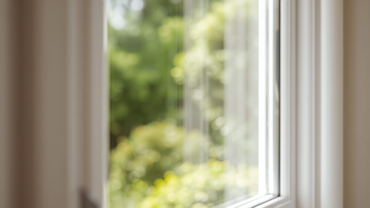 Gros plan sur une fenêtre neuve à vitrage isolant dans un salon lumineux d'une maison rénovée